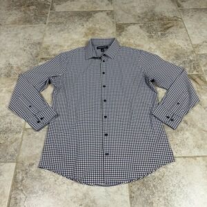 Mizzen + Main Performance Shirt Mens Large Pink Blue Gingham Check Trim Fit